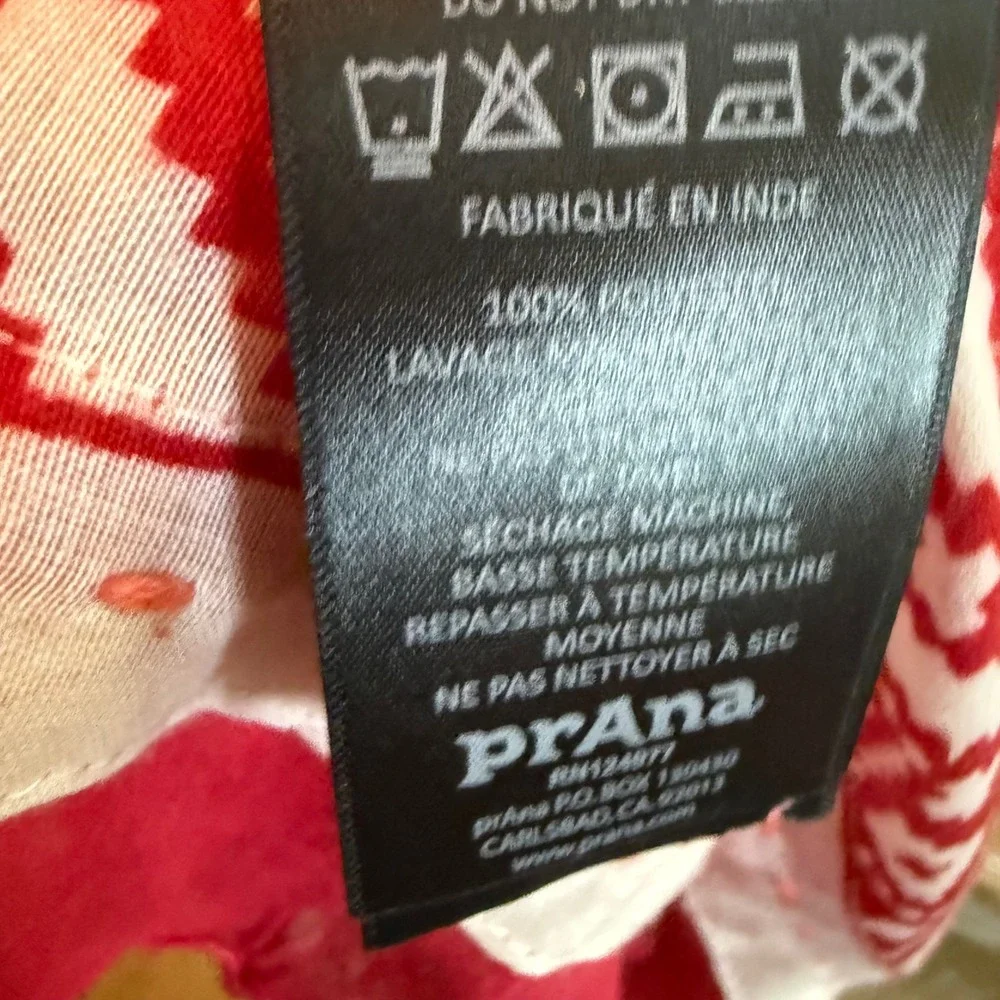 Prana Women's Pink Red Patterned Scarf Wrap Bohemian‎ Style